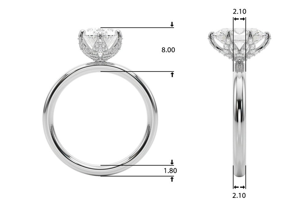 Devoted Sidestone Oval Diamond Engagement Ring — 9K/18K Gold & Platinum