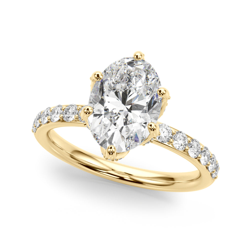 Adored Sidestone Oval Diamond Engagement Ring — 9K/18K Gold & Platinum
