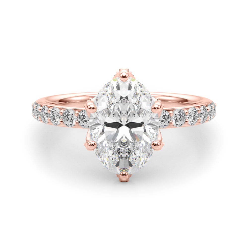 Adored Sidestone Oval Diamond Engagement Ring — 9K/18K Gold & Platinum