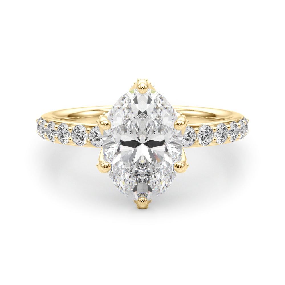 Adored Sidestone Oval Diamond Engagement Ring — 9K/18K Gold & Platinum