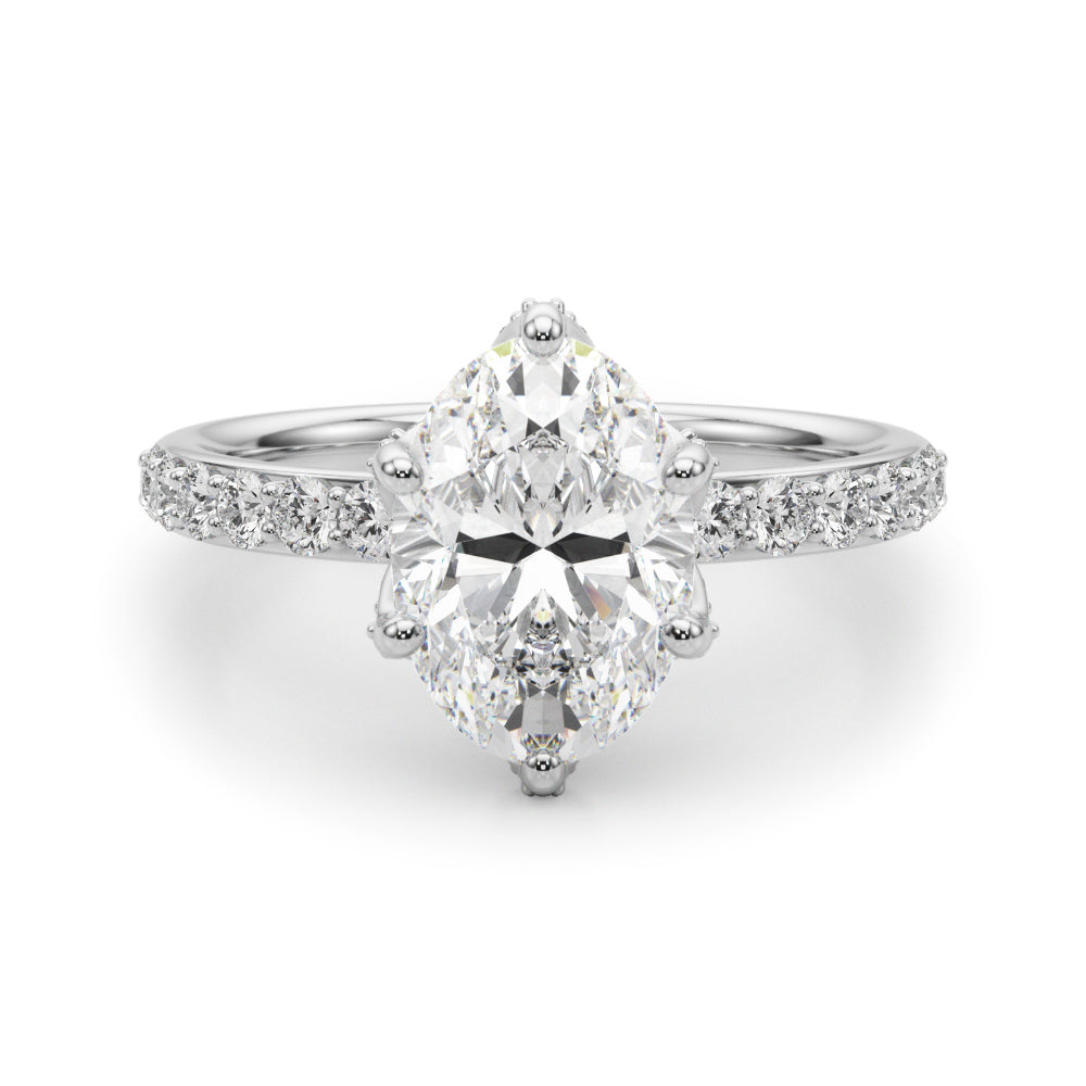 Adored Sidestone Oval Diamond Engagement Ring — 9K/18K Gold & Platinum