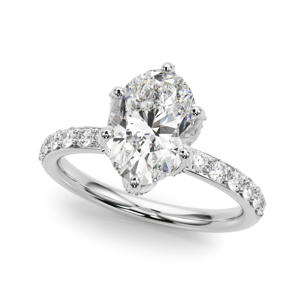 Adored Sidestone Oval Diamond Engagement Ring — 9K/18K Gold & Platinum