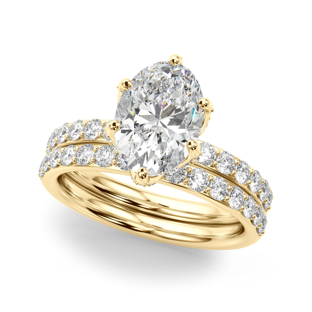 Adored Sidestone Oval Diamond Engagement Ring — 9K/18K Gold & Platinum