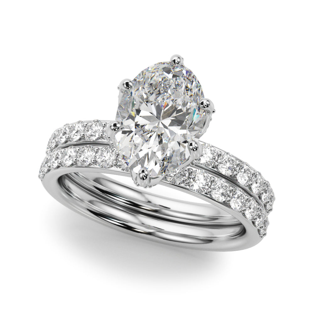 Adored Sidestone Oval Diamond Engagement Ring — 9K/18K Gold & Platinum
