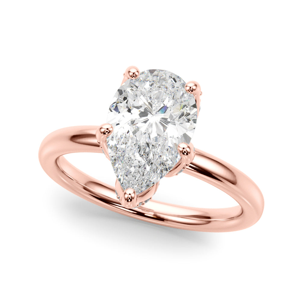 Resplendent Sidestone Pear Diamond Engagement Ring — 9K/18K Gold & Platinum