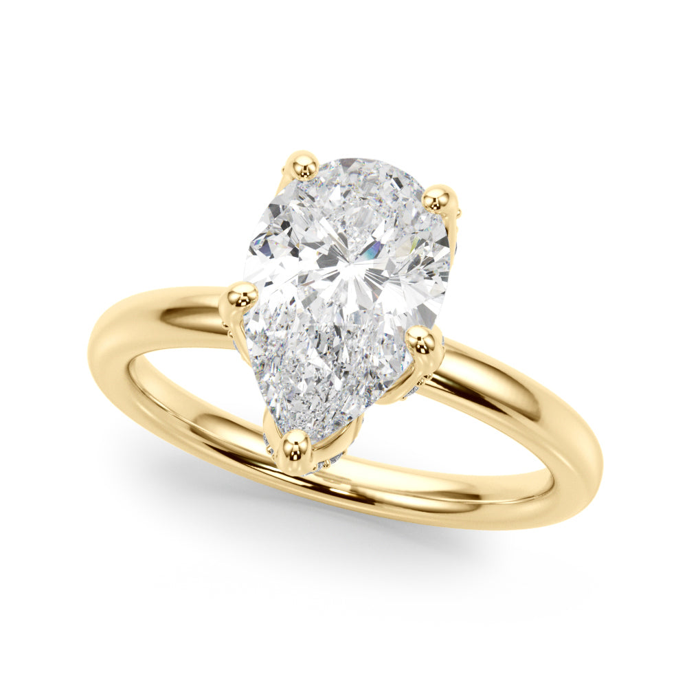 Resplendent Sidestone Pear Diamond Engagement Ring — 9K/18K Gold & Platinum