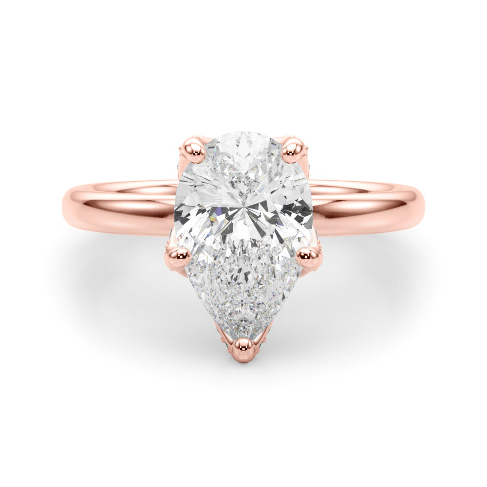 Resplendent Sidestone Pear Diamond Engagement Ring — 9K/18K Gold & Platinum