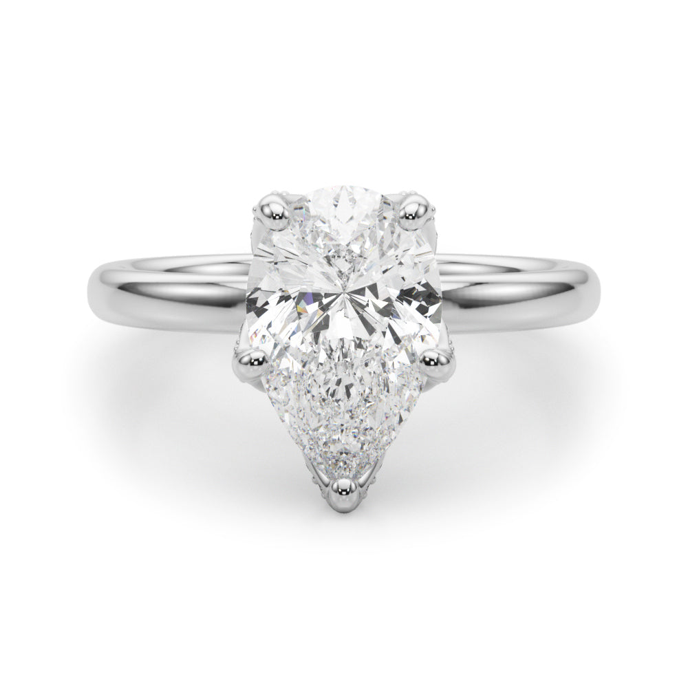 Resplendent Sidestone Pear Diamond Engagement Ring — 9K/18K Gold & Platinum