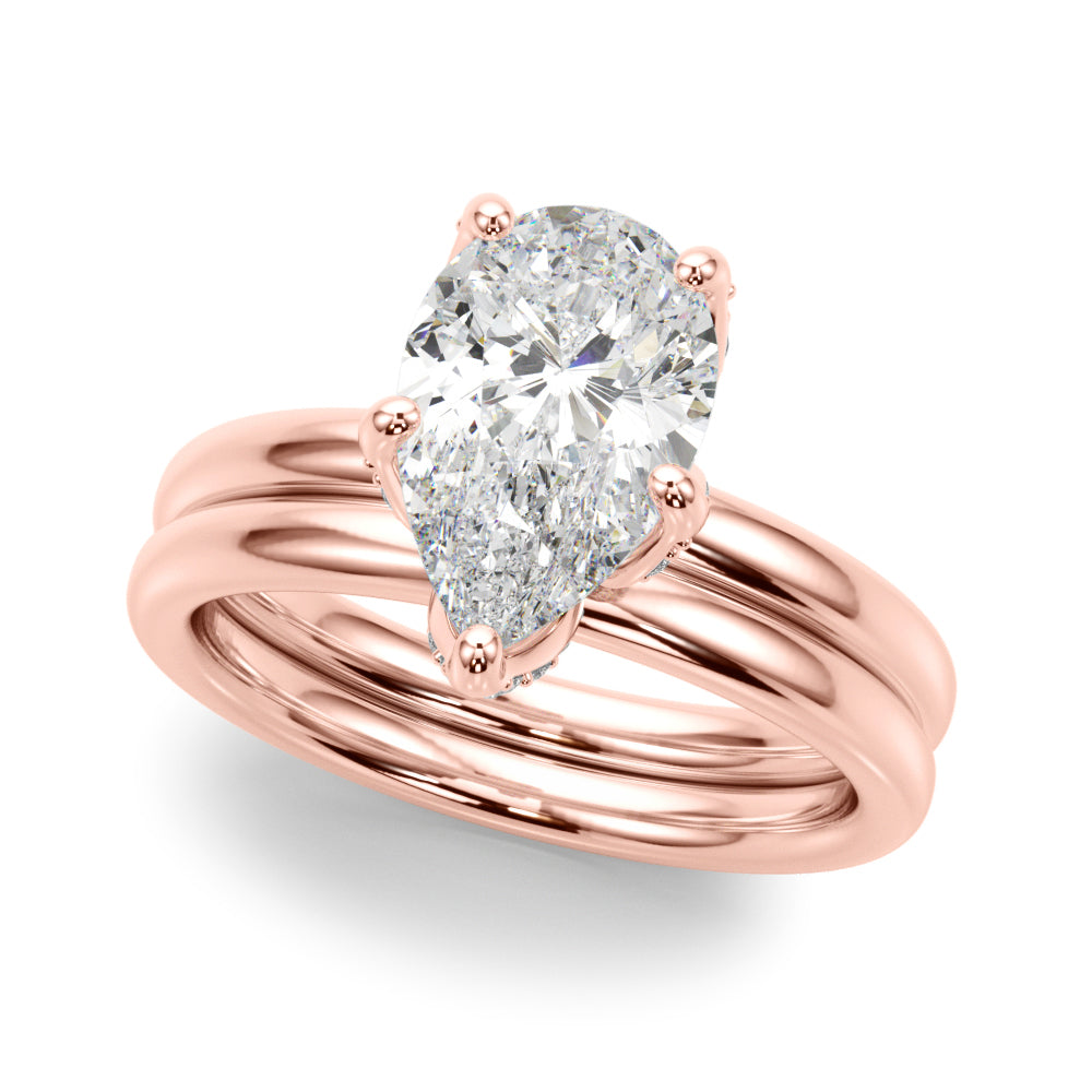 Resplendent Sidestone Pear Diamond Engagement Ring — 9K/18K Gold & Platinum