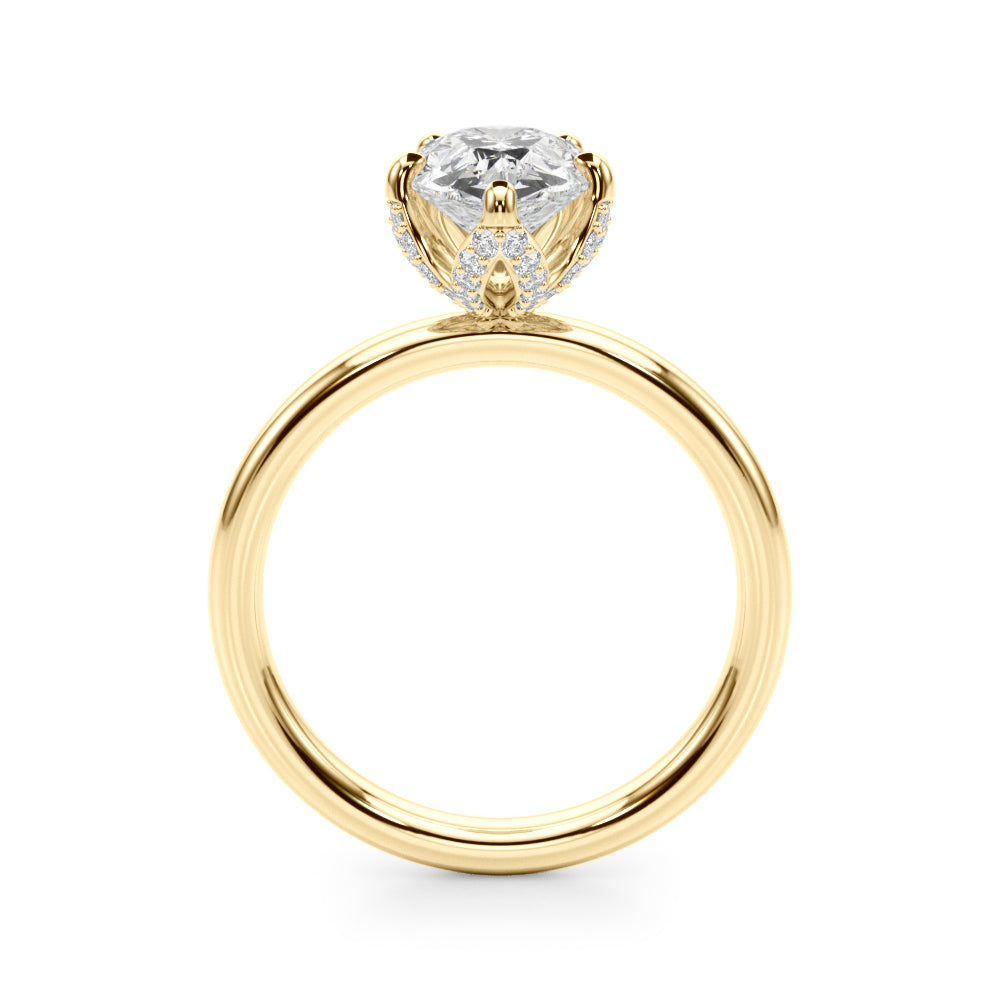Resplendent Sidestone Pear Diamond Engagement Ring — 9K/18K Gold & Platinum