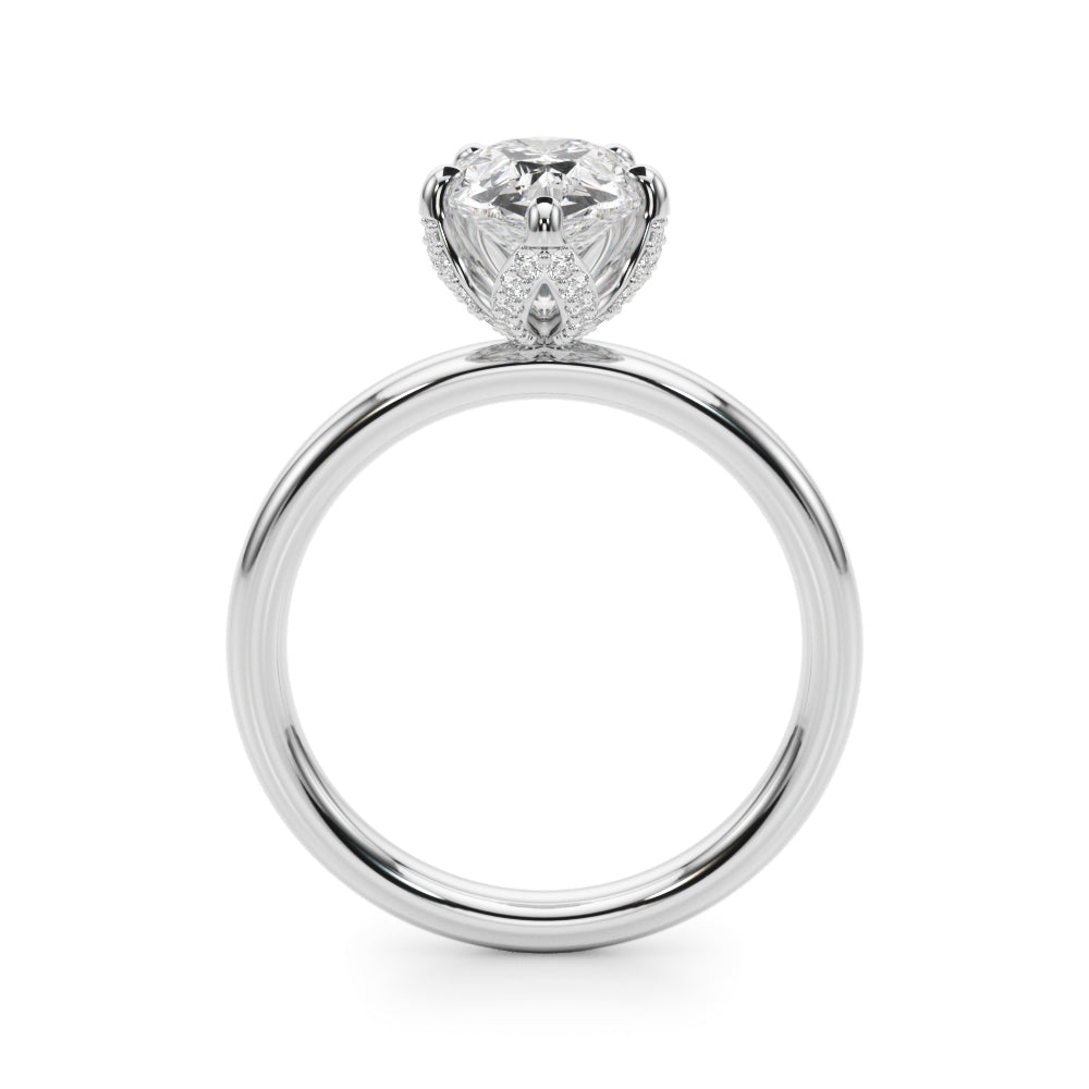 Resplendent Sidestone Pear Diamond Engagement Ring — 9K/18K Gold & Platinum