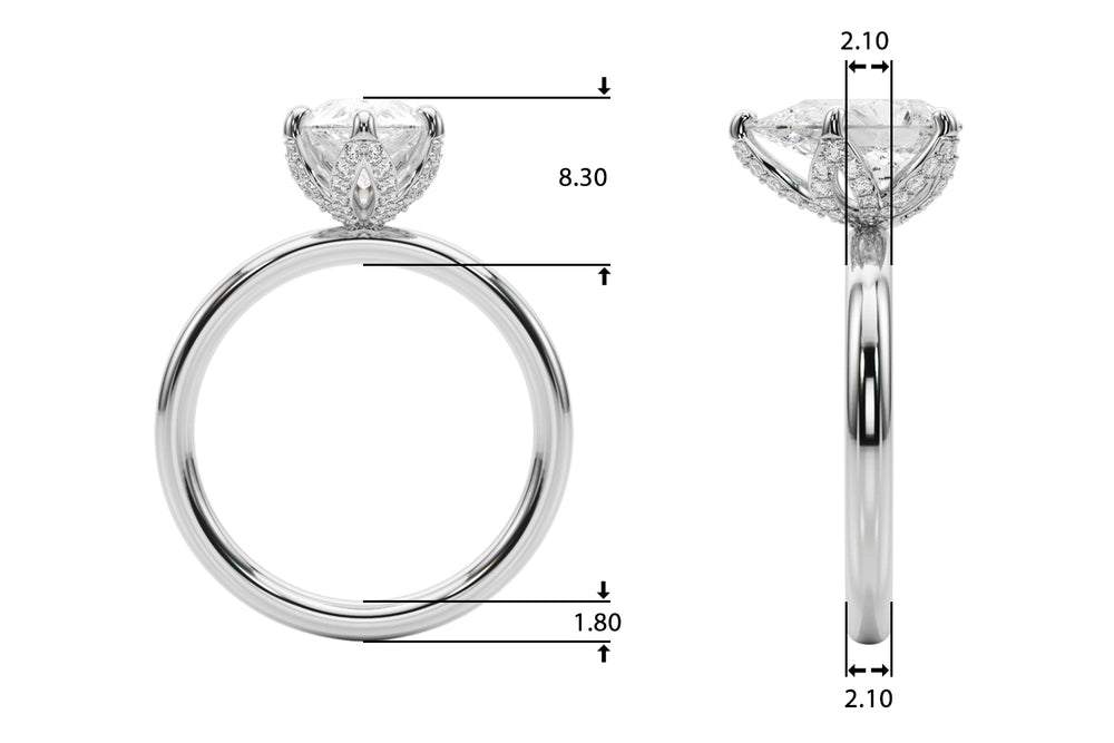 Resplendent Sidestone Pear Diamond Engagement Ring — 9K/18K Gold & Platinum