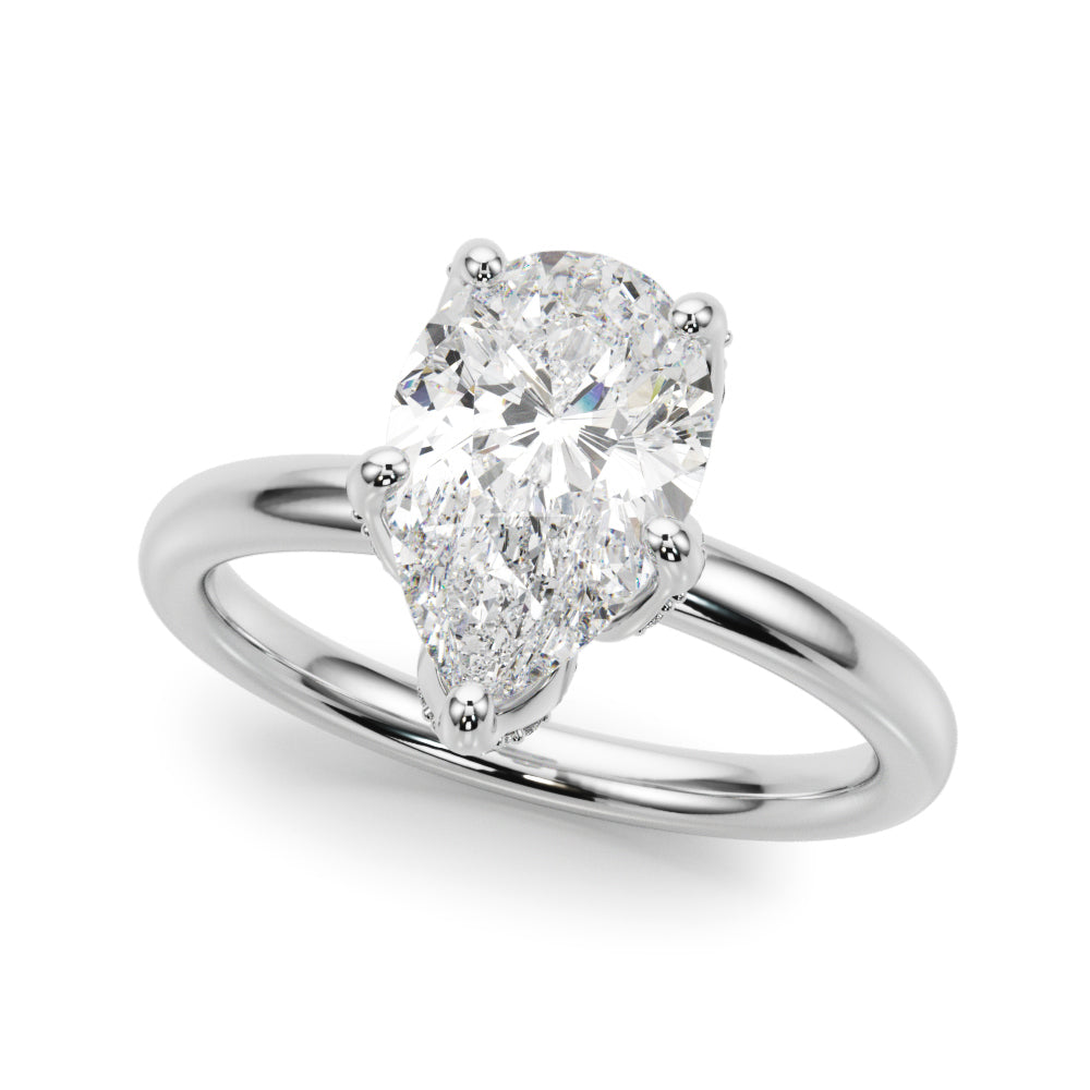 Resplendent Sidestone Pear Diamond Engagement Ring — 9K/18K Gold & Platinum