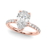 Cherished Sidestone Pear Diamond Engagement Ring — 9K/18K Gold & Platinum
