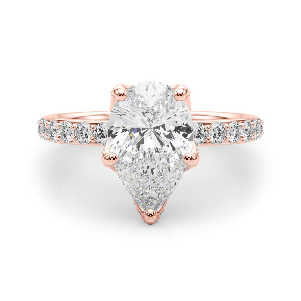 Cherished Sidestone Pear Diamond Engagement Ring — 9K/18K Gold & Platinum