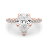 Cherished Sidestone Pear Diamond Engagement Ring — 9K/18K Gold & Platinum