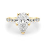 Cherished Sidestone Pear Diamond Engagement Ring — 9K/18K Gold & Platinum