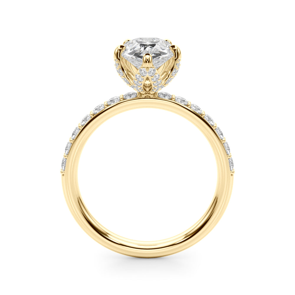 Cherished Sidestone Pear Diamond Engagement Ring — 9K/18K Gold & Platinum