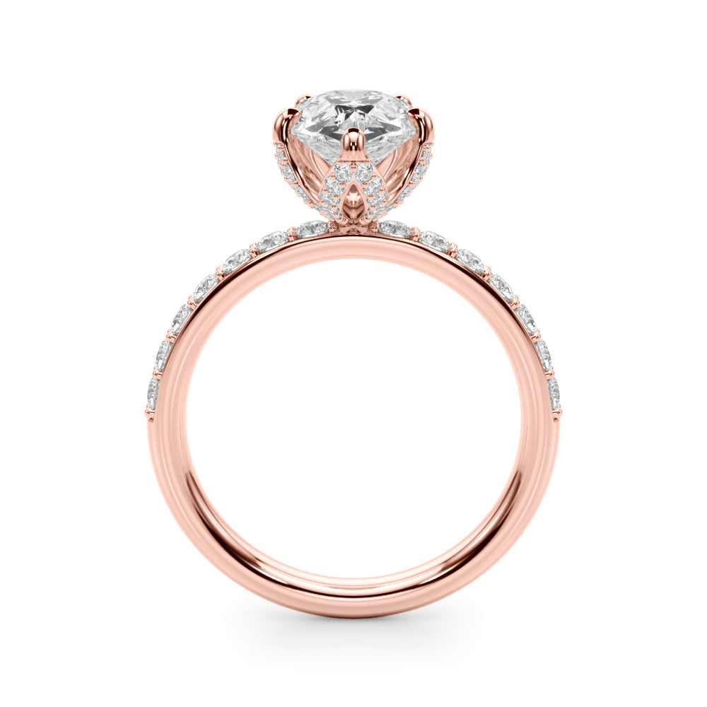 Cherished Sidestone Pear Diamond Engagement Ring — 9K/18K Gold & Platinum
