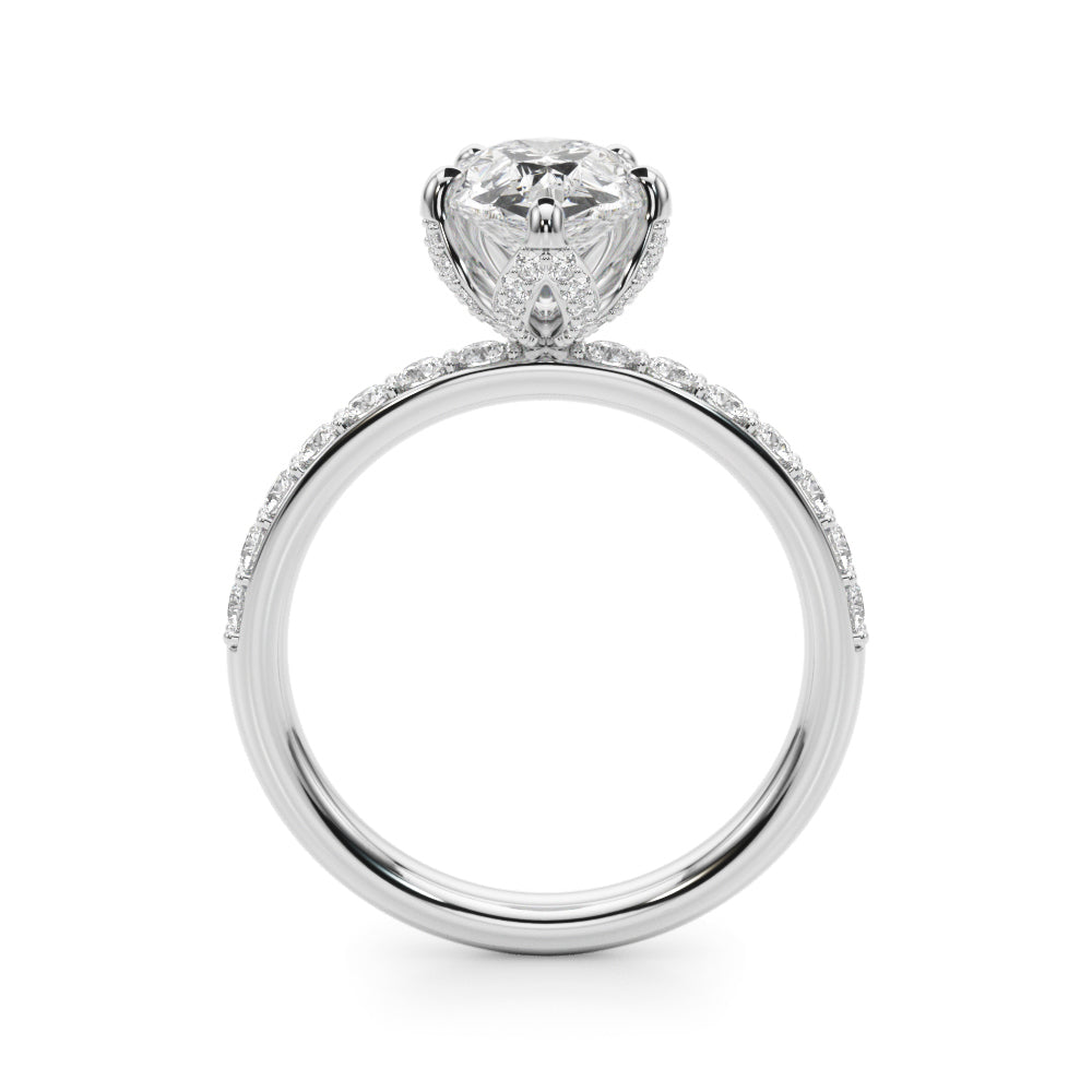 Cherished Sidestone Pear Diamond Engagement Ring — 9K/18K Gold & Platinum