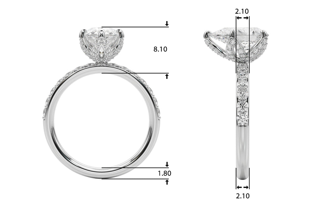 Cherished Sidestone Pear Diamond Engagement Ring — 9K/18K Gold & Platinum