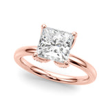 Noble Sidestone Princess Diamond Engagement Ring — 9K/18K Gold & Platinum