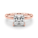 Noble Sidestone Princess Diamond Engagement Ring — 9K/18K Gold & Platinum