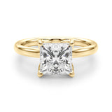 Noble Sidestone Princess Diamond Engagement Ring — 9K/18K Gold & Platinum