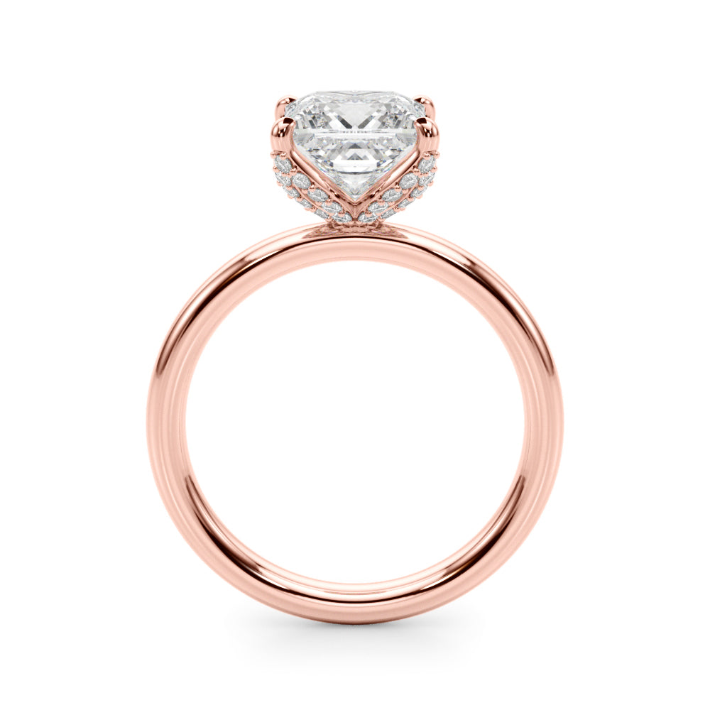 Noble Sidestone Princess Diamond Engagement Ring — 9K/18K Gold & Platinum