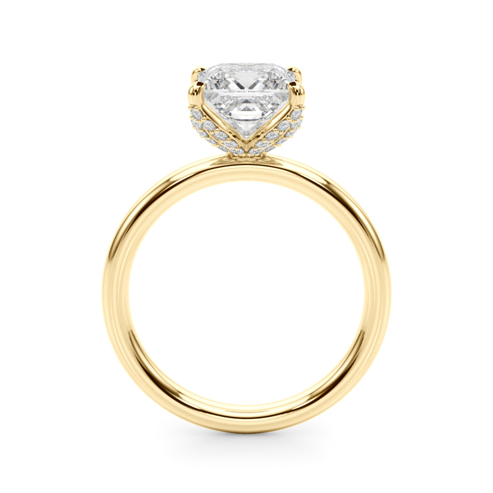 Noble Sidestone Princess Diamond Engagement Ring — 9K/18K Gold & Platinum