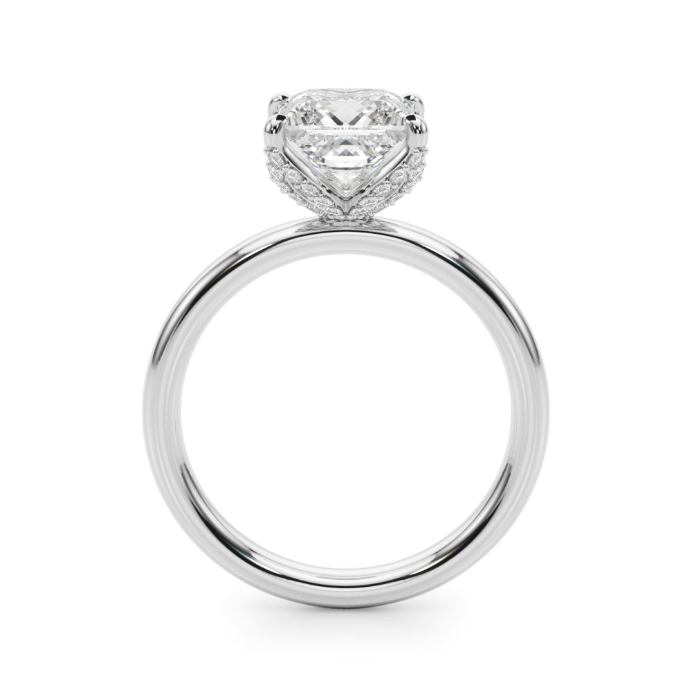 Noble Sidestone Princess Diamond Engagement Ring — 9K/18K Gold & Platinum