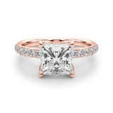Classic Sidestone Princess Diamond Engagement Ring — 9K/18K Gold & Platinum