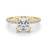 Classic Sidestone Princess Diamond Engagement Ring — 9K/18K Gold & Platinum