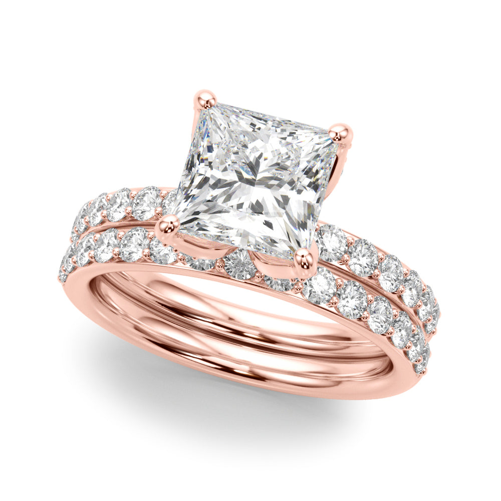 Classic Sidestone Princess Diamond Engagement Ring — 9K/18K Gold & Platinum