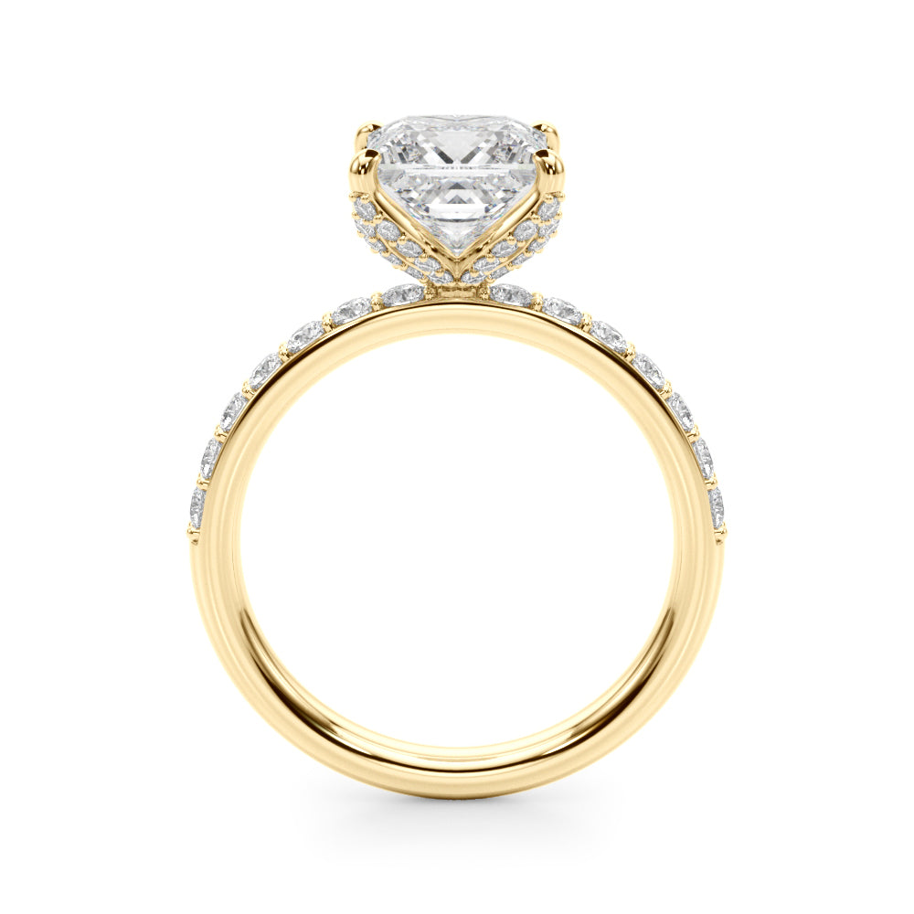 Classic Sidestone Princess Diamond Engagement Ring — 9K/18K Gold & Platinum