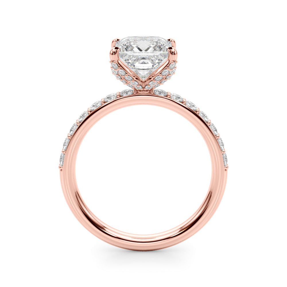 Classic Sidestone Princess Diamond Engagement Ring — 9K/18K Gold & Platinum