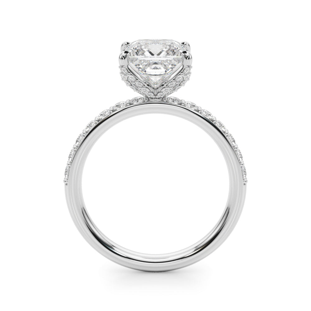 Classic Sidestone Princess Diamond Engagement Ring — 9K/18K Gold & Platinum