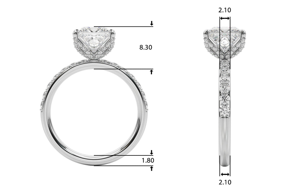 Classic Sidestone Princess Diamond Engagement Ring — 9K/18K Gold & Platinum