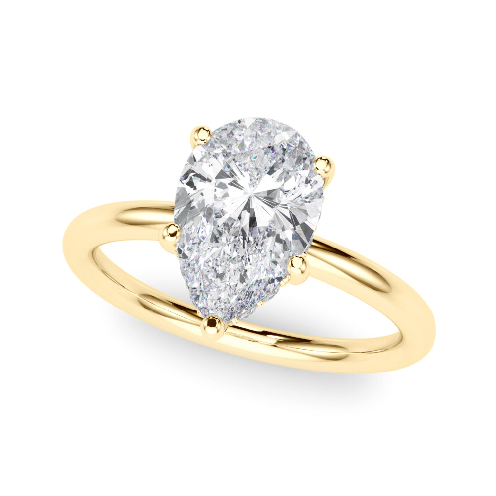Iconic Sidestone Pear Diamond Engagement Ring — 9K/18K Gold & Platinum