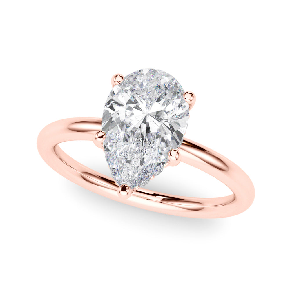 Iconic Sidestone Pear Diamond Engagement Ring — 9K/18K Gold & Platinum