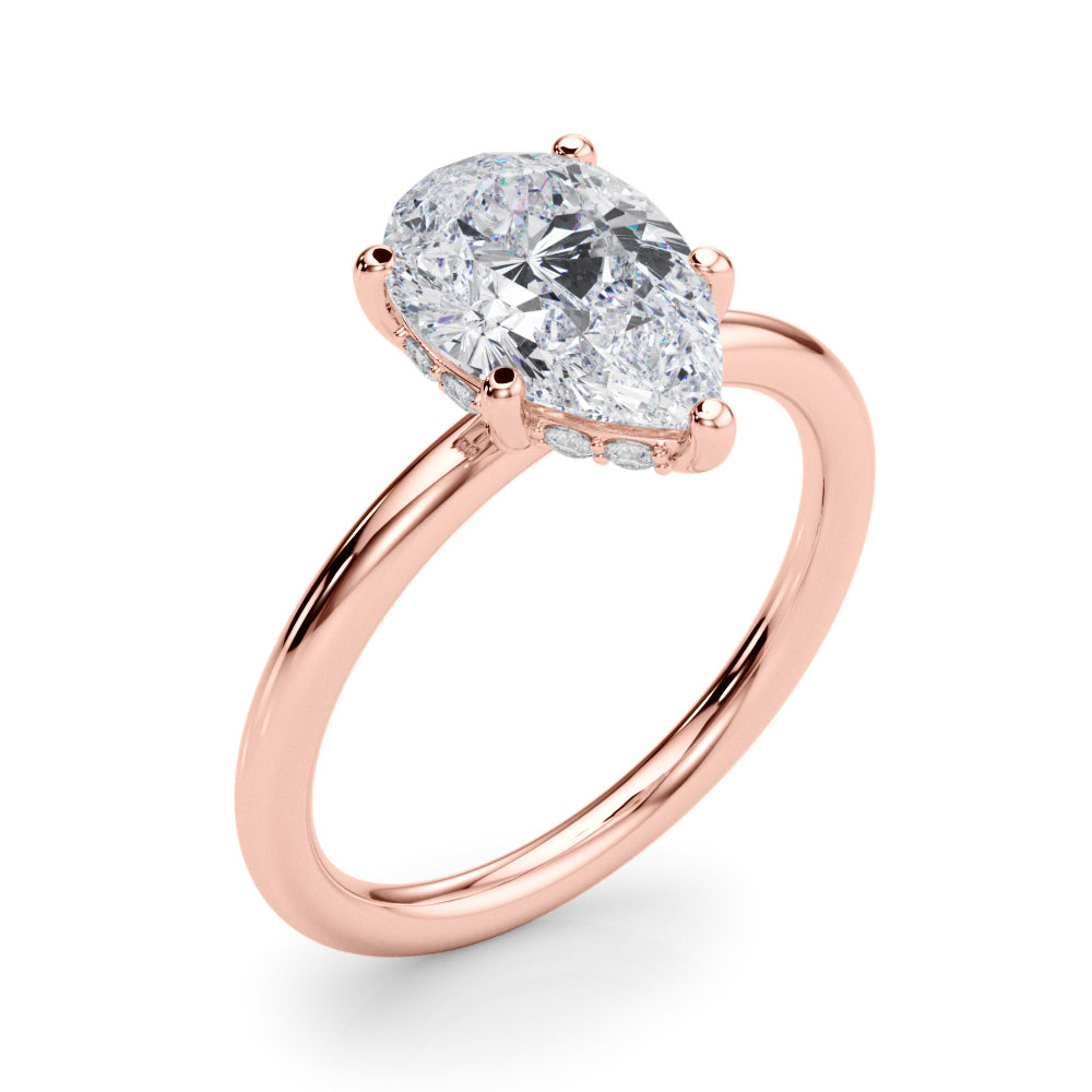 Iconic Sidestone Pear Diamond Engagement Ring — 9K/18K Gold & Platinum