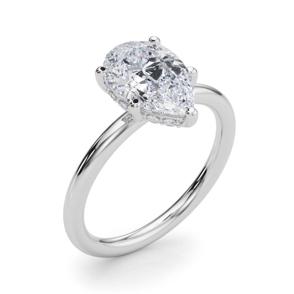 Iconic Sidestone Pear Diamond Engagement Ring — 9K/18K Gold & Platinum