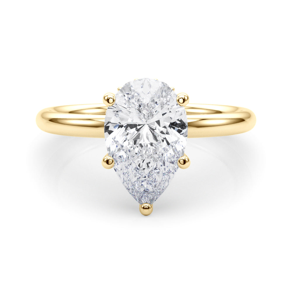 Iconic Sidestone Pear Diamond Engagement Ring — 9K/18K Gold & Platinum