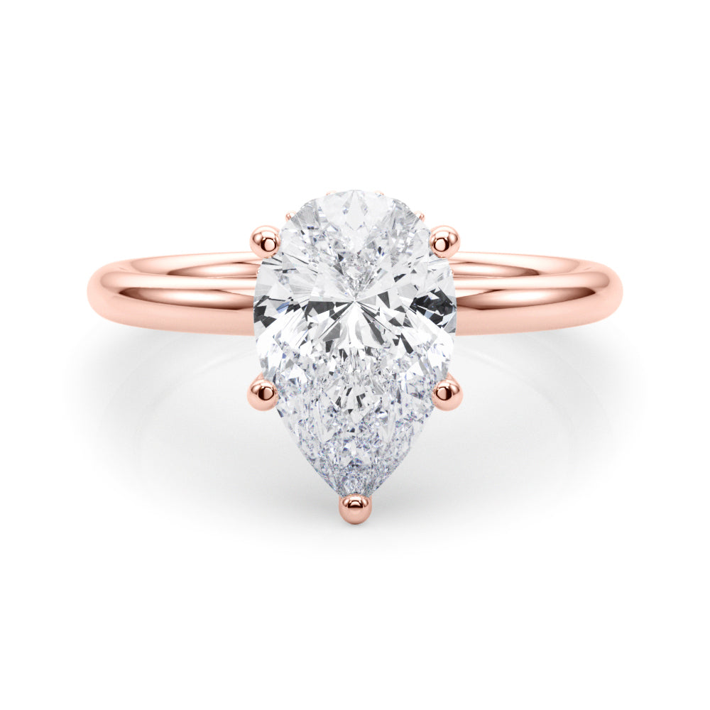 Iconic Sidestone Pear Diamond Engagement Ring — 9K/18K Gold & Platinum