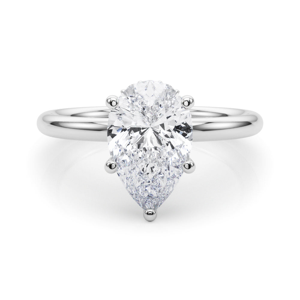 Iconic Sidestone Pear Diamond Engagement Ring — 9K/18K Gold & Platinum