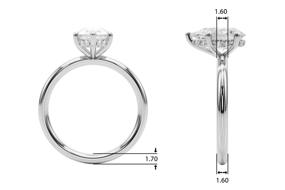 Iconic Sidestone Pear Diamond Engagement Ring — 9K/18K Gold & Platinum