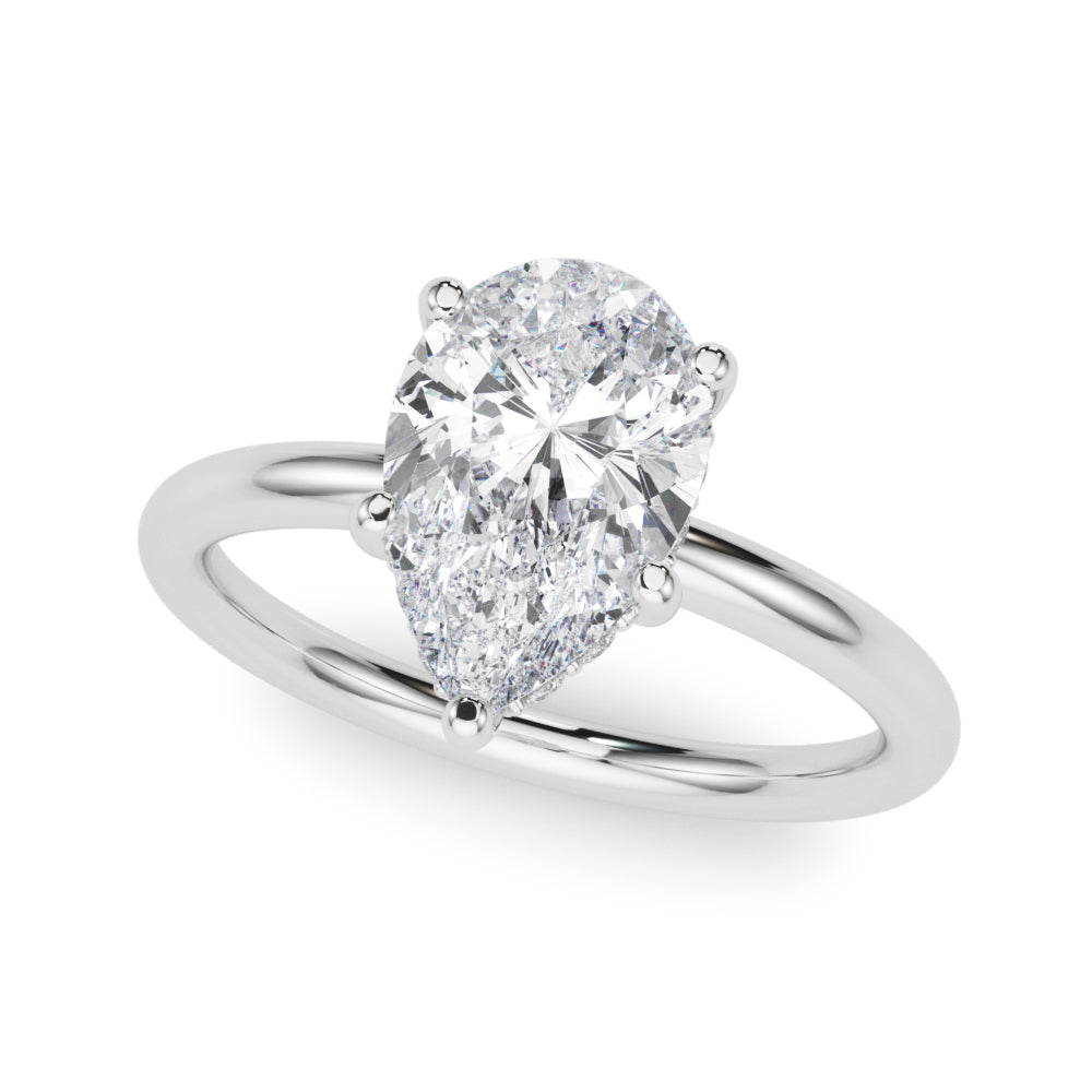 Iconic Sidestone Pear Diamond Engagement Ring — 9K/18K Gold & Platinum