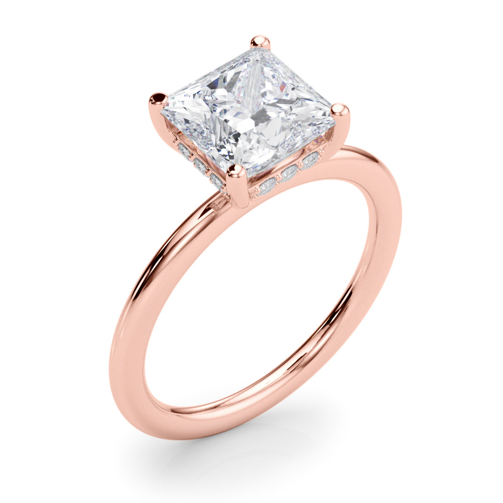 Heirloom Hidden Halo Ov Engagement Ring Princess Diamond Engagement Ring — 9K/18K Gold & Platinum