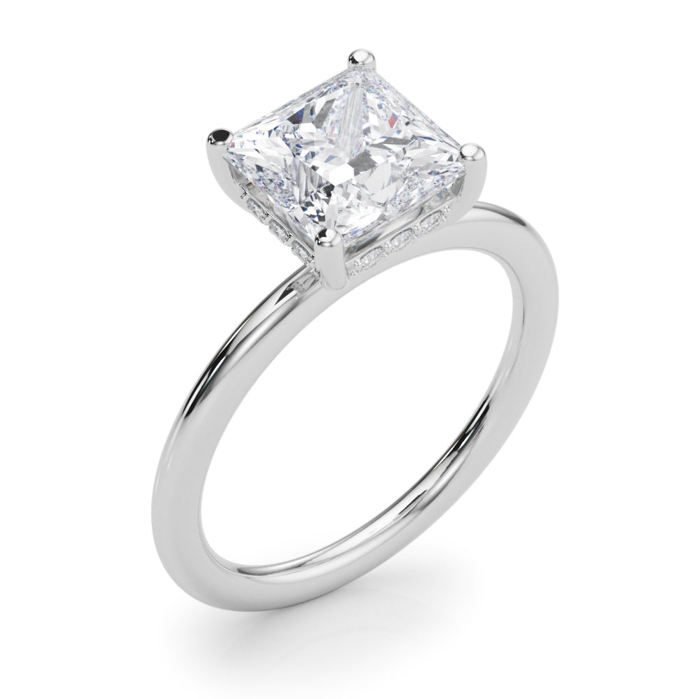 Heirloom Hidden Halo Ov Engagement Ring Princess Diamond Engagement Ring — 9K/18K Gold & Platinum