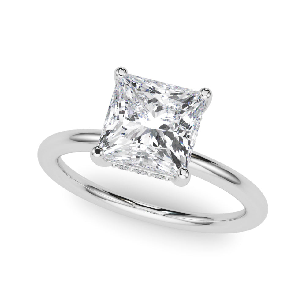 Heirloom Hidden Halo Ov Engagement Ring Princess Diamond Engagement Ring — 9K/18K Gold & Platinum